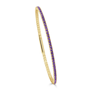 14K Gold & Amethyst Flexible Bangle