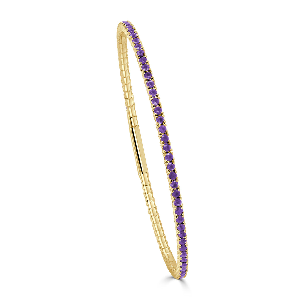 14K Gold & Amethyst Flexible Bangle