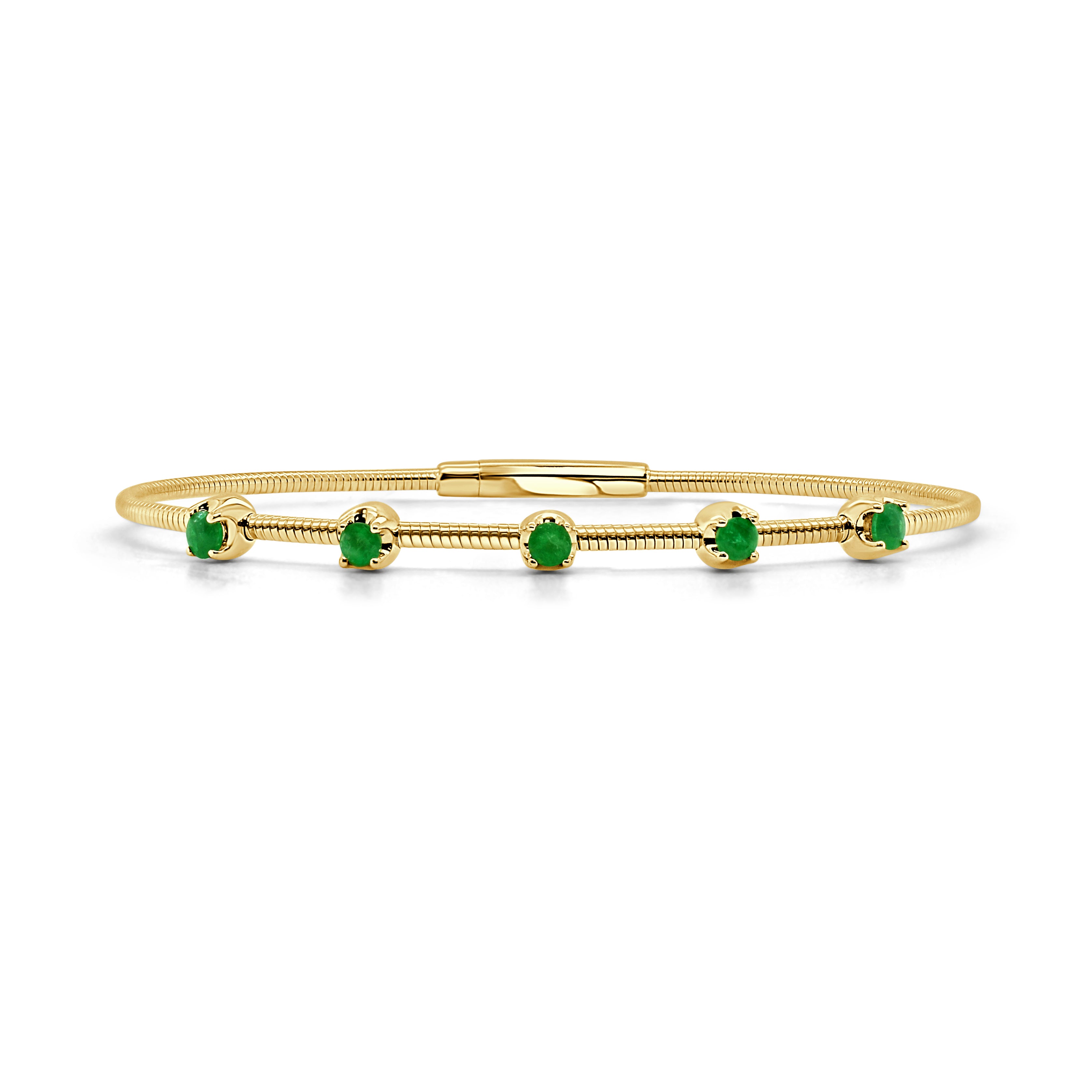 14K Gold Emerald Bangle - 0.41 CT