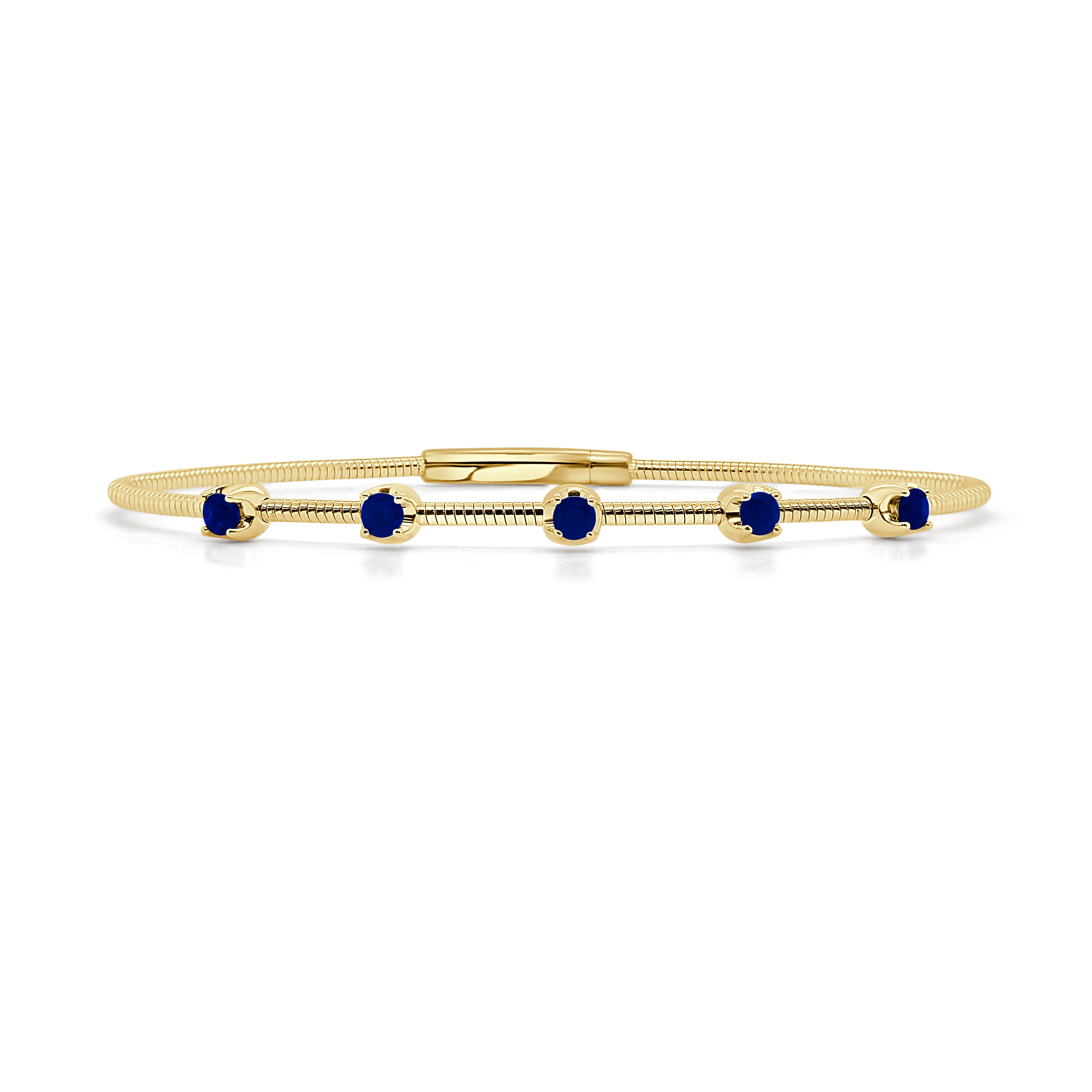 14K Gold Sapphire Bangle - 0.52 CT