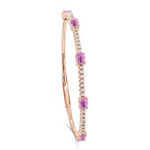 Load image into Gallery viewer, 14K Gold Pink Sapphire &amp; Diamond Flexible Station Bangle