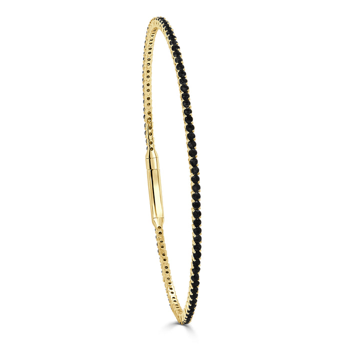 14K Gold & Black Diamond Eternity Flexible Bangle