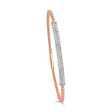 14k Gold & Diamond Beaded Bar Flexible Bangle - 0.90ct