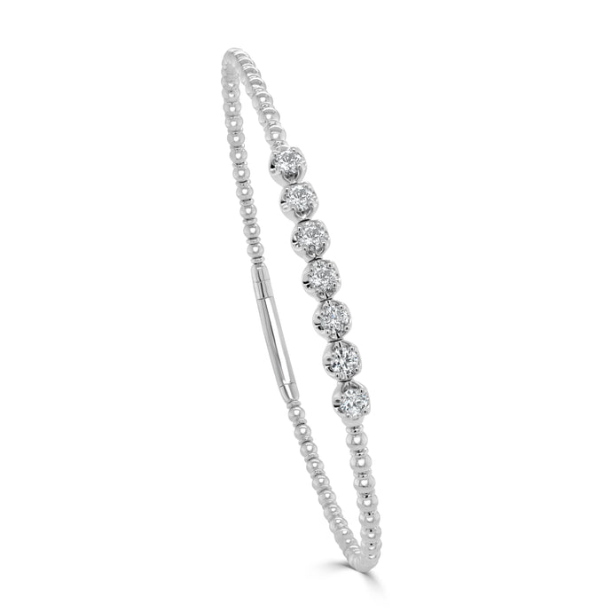 14k Gold & Diamond Flexible Beaded Bangle