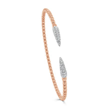 Load image into Gallery viewer, 14k Gold &amp; Diamond Open Beaded Flexible Bangle