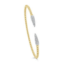 Load image into Gallery viewer, 14k Gold &amp; Diamond Open Beaded Flexible Bangle