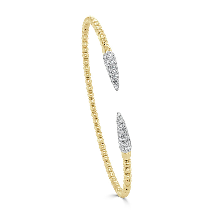 14k Gold & Diamond Open Beaded Flexible Bangle