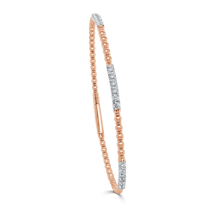 14k Gold & Diamond Flexible Beaded Bangle