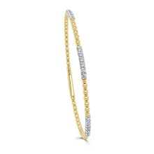 Load image into Gallery viewer, 14k Gold &amp; Diamond Flexible Beaded Bangle