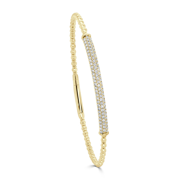 14K Gold & Diamond Beaded Bangle