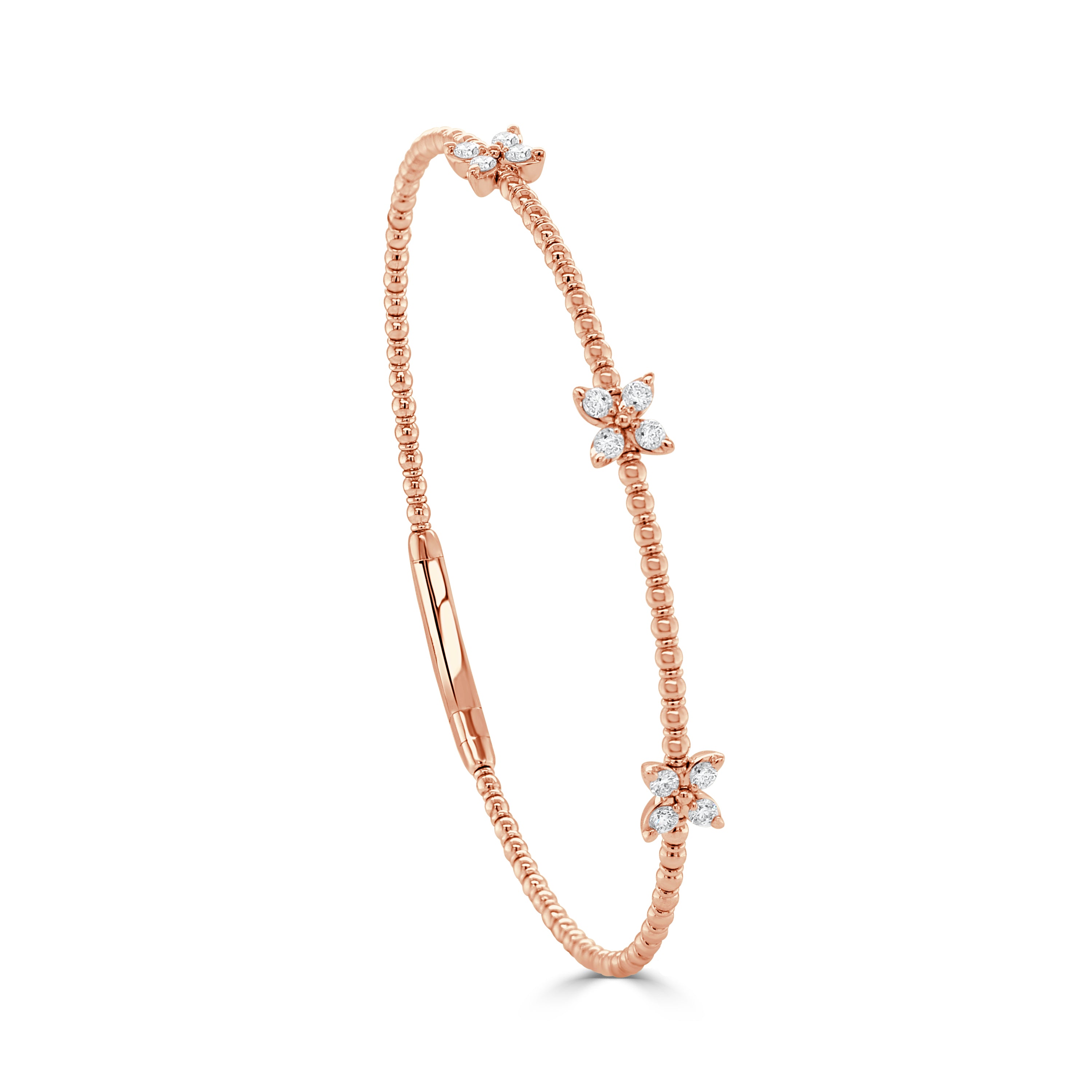 14K Gold Diamond Flexible Butterfly Bangle - 0.36 ct