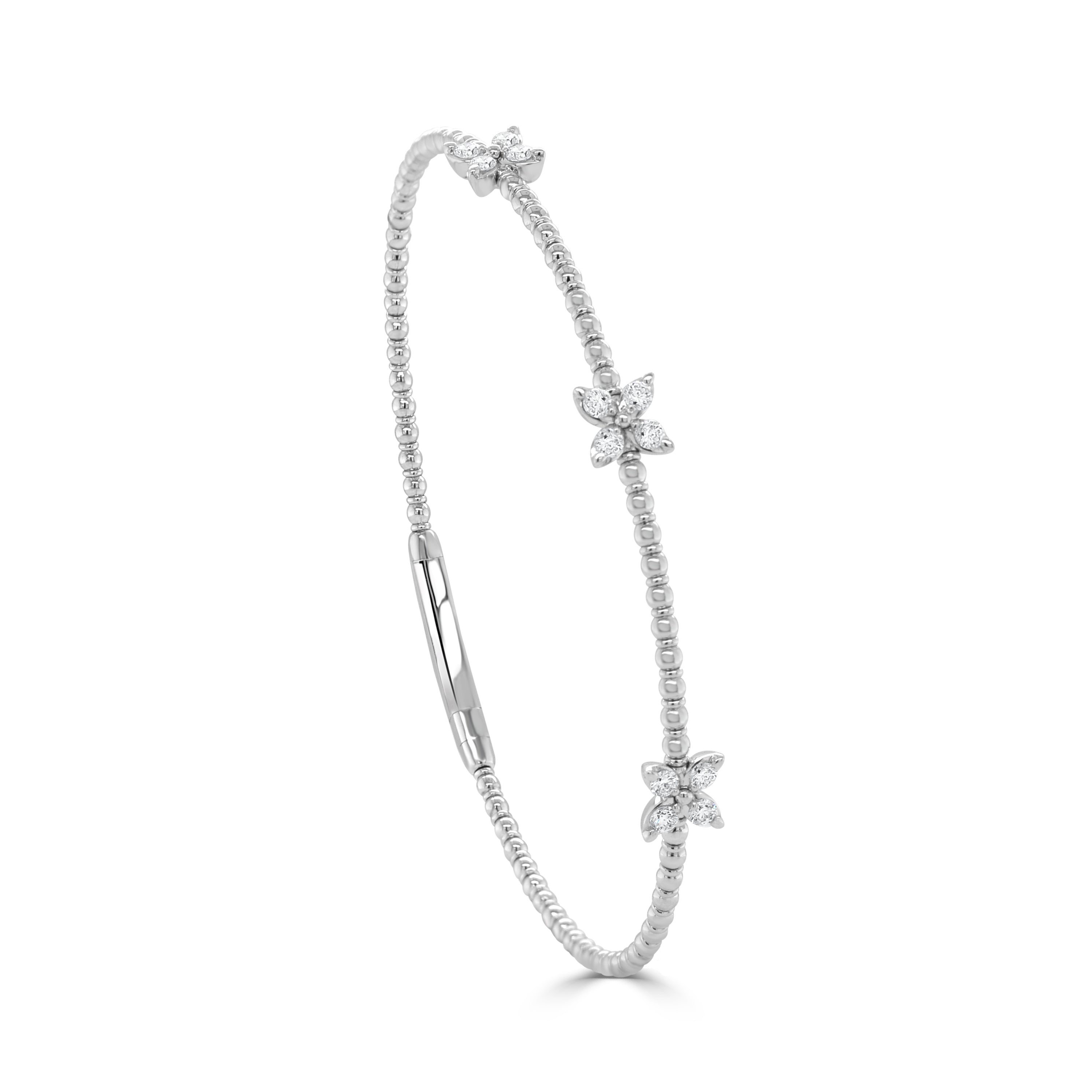 14K Gold Diamond Flexible Butterfly Bangle - 0.36 ct