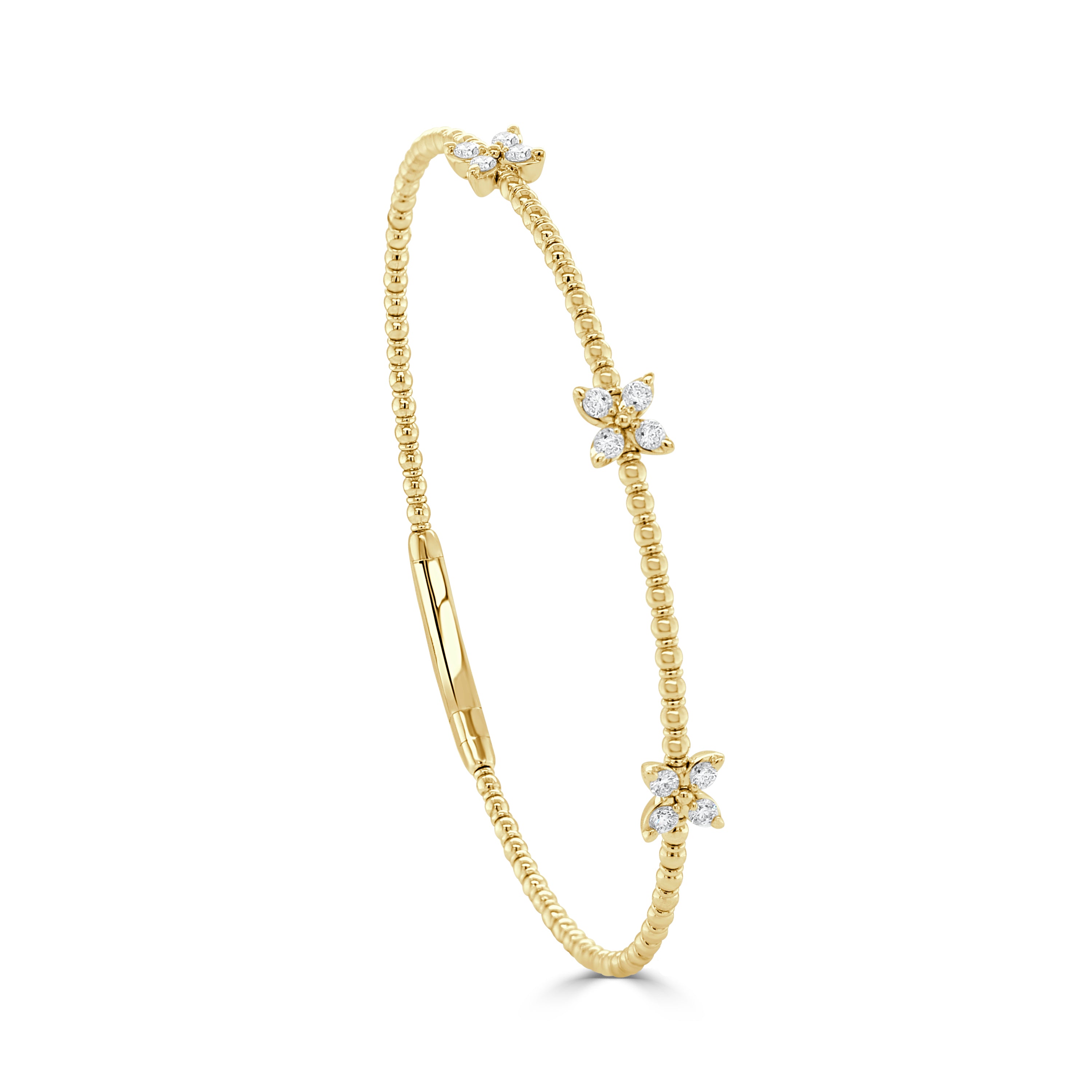 14K Gold Diamond Flexible Butterfly Bangle - 0.36 ct