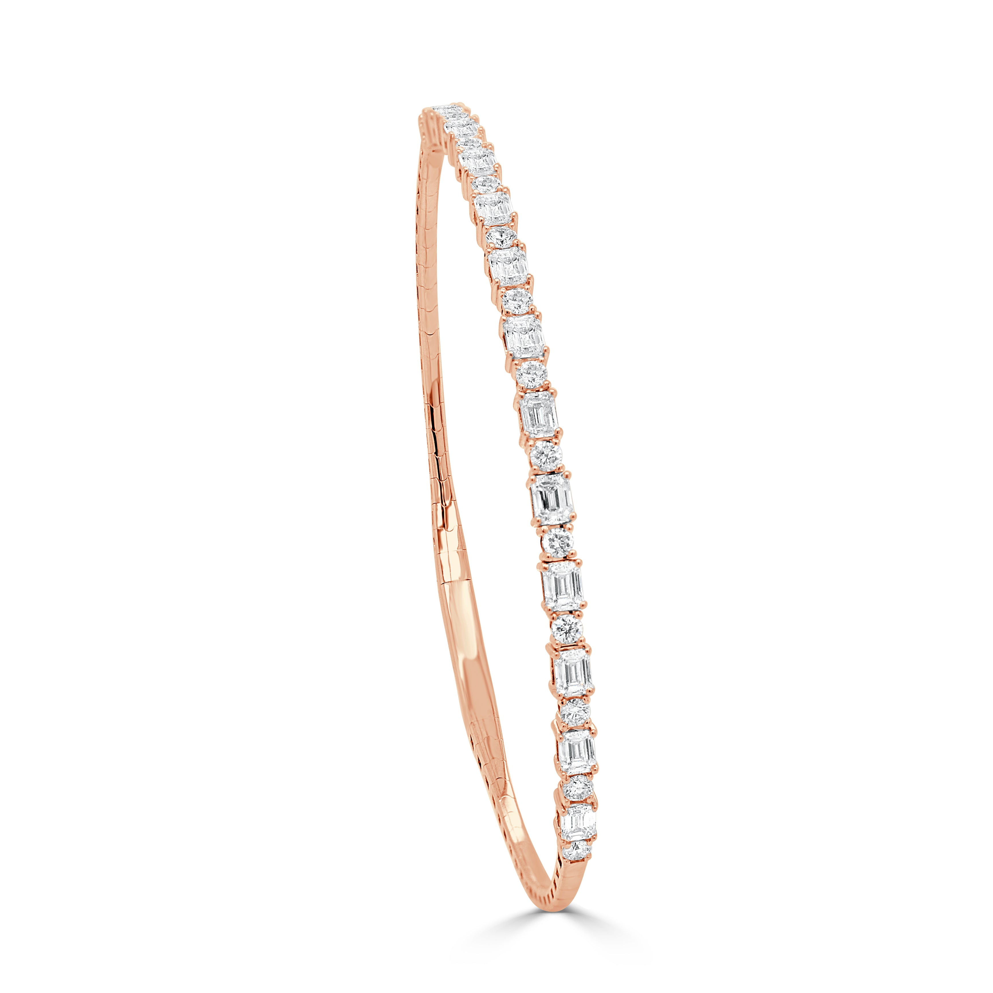 14K Gold Baguette & Round Diamond Bangle- 1.79 CT