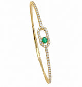 14K Gold Emerald & Diamond Flexible Bangle