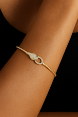 14K Gold Diamond & Emerald Snake Bangle - 0.37ct