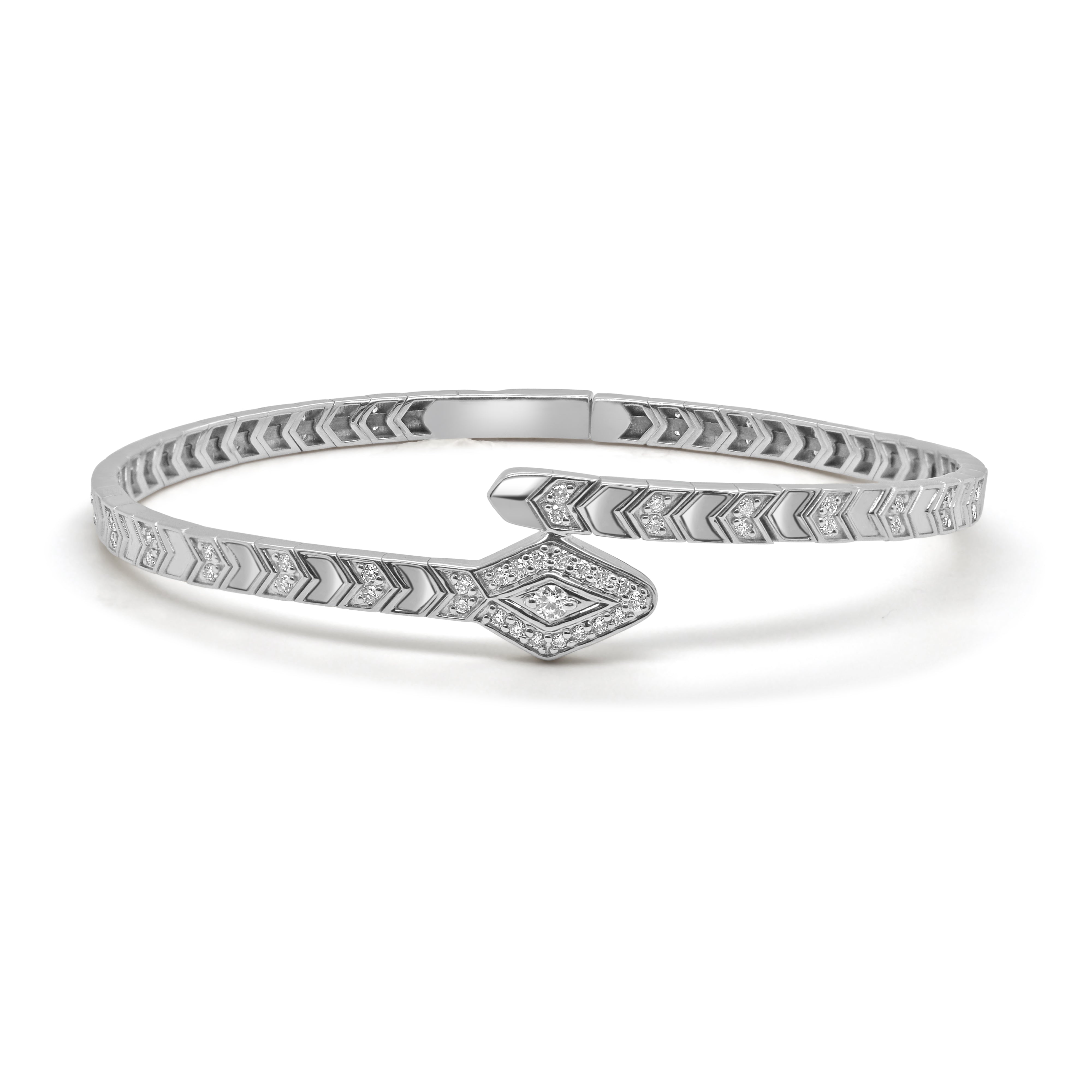 14K Gold & Diamond Snake Bangle - 0.69ct