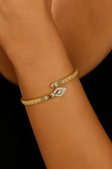 14K Gold & Diamond Snake Bangle - 0.69ct