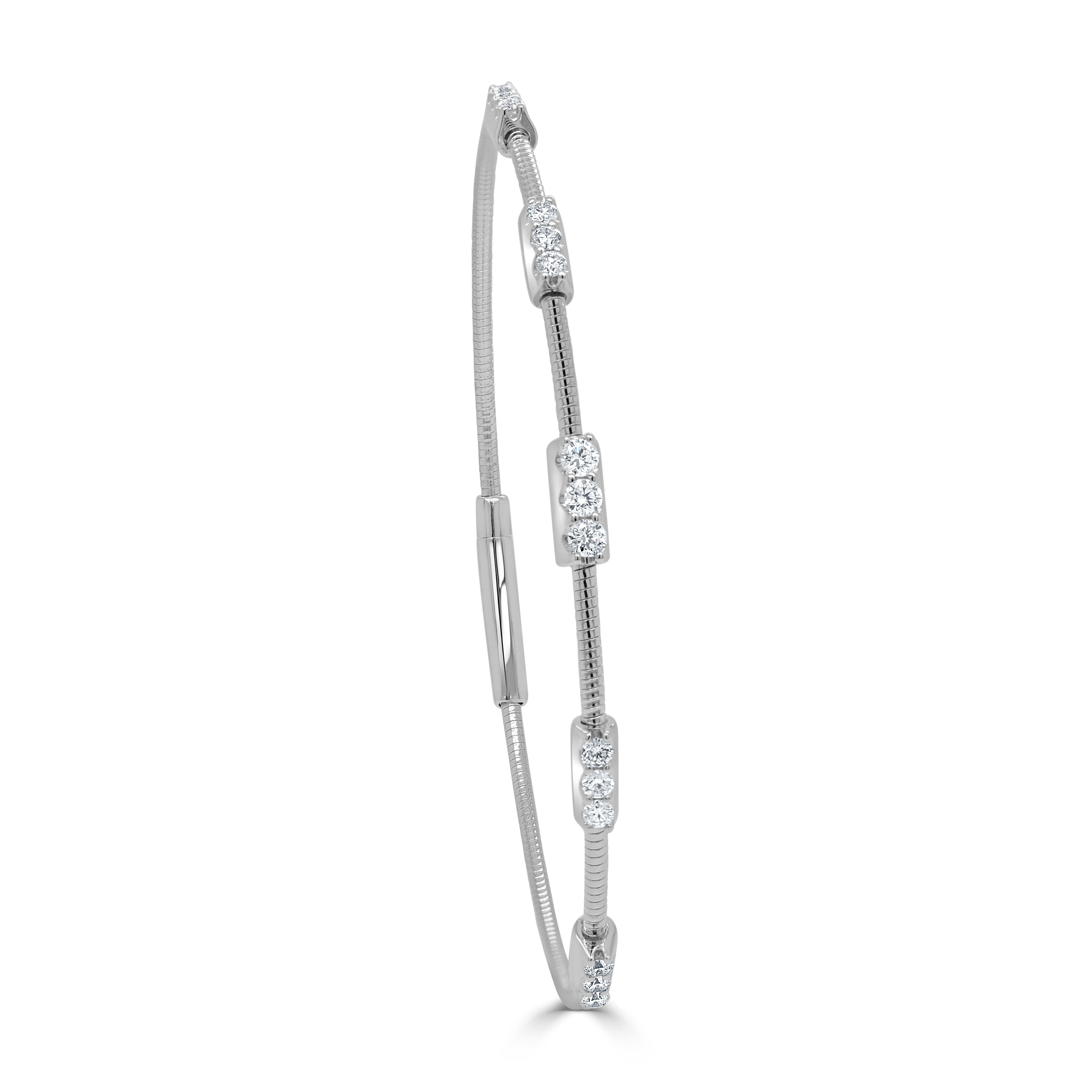14K Gold & Diamond Flexible Station Bangle - 0.51ct