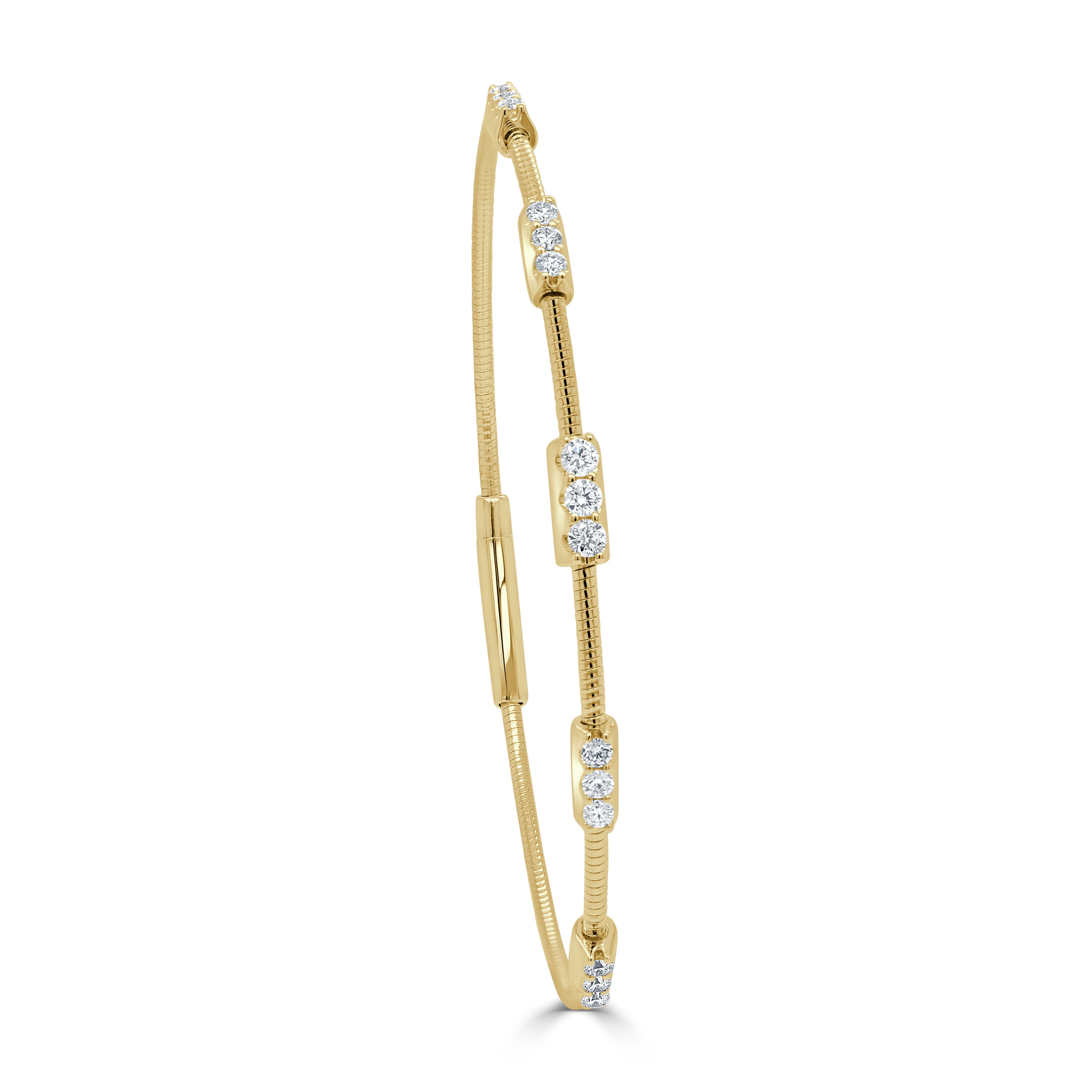 14K Gold & Diamond Flexible Station Bangle - 0.51ct