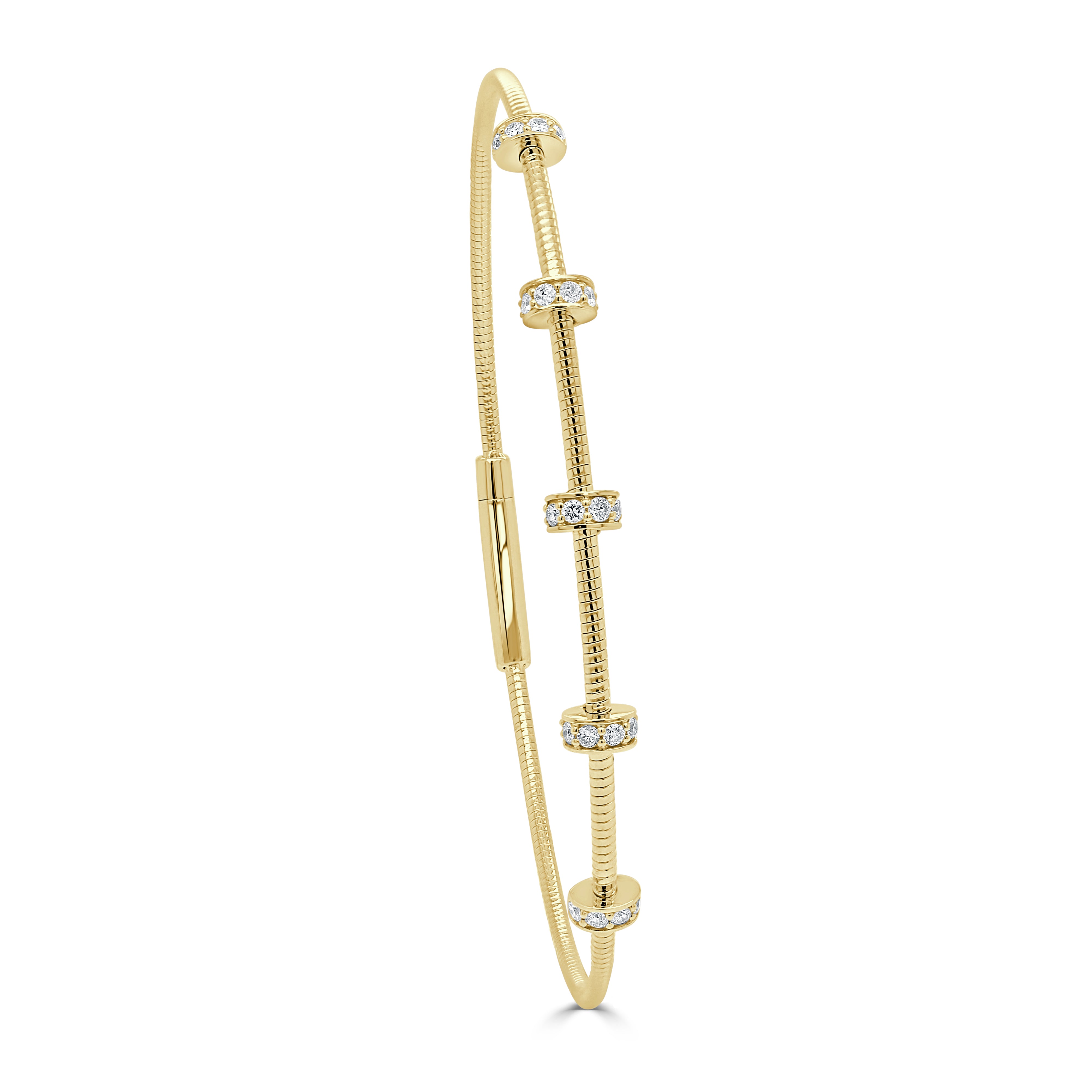 14K Gold & Diamond Flexible Station Bangle - 0.25ct