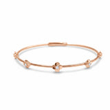 14K Gold Flexible Diamond Flower Station Bangle - 0.18 CT