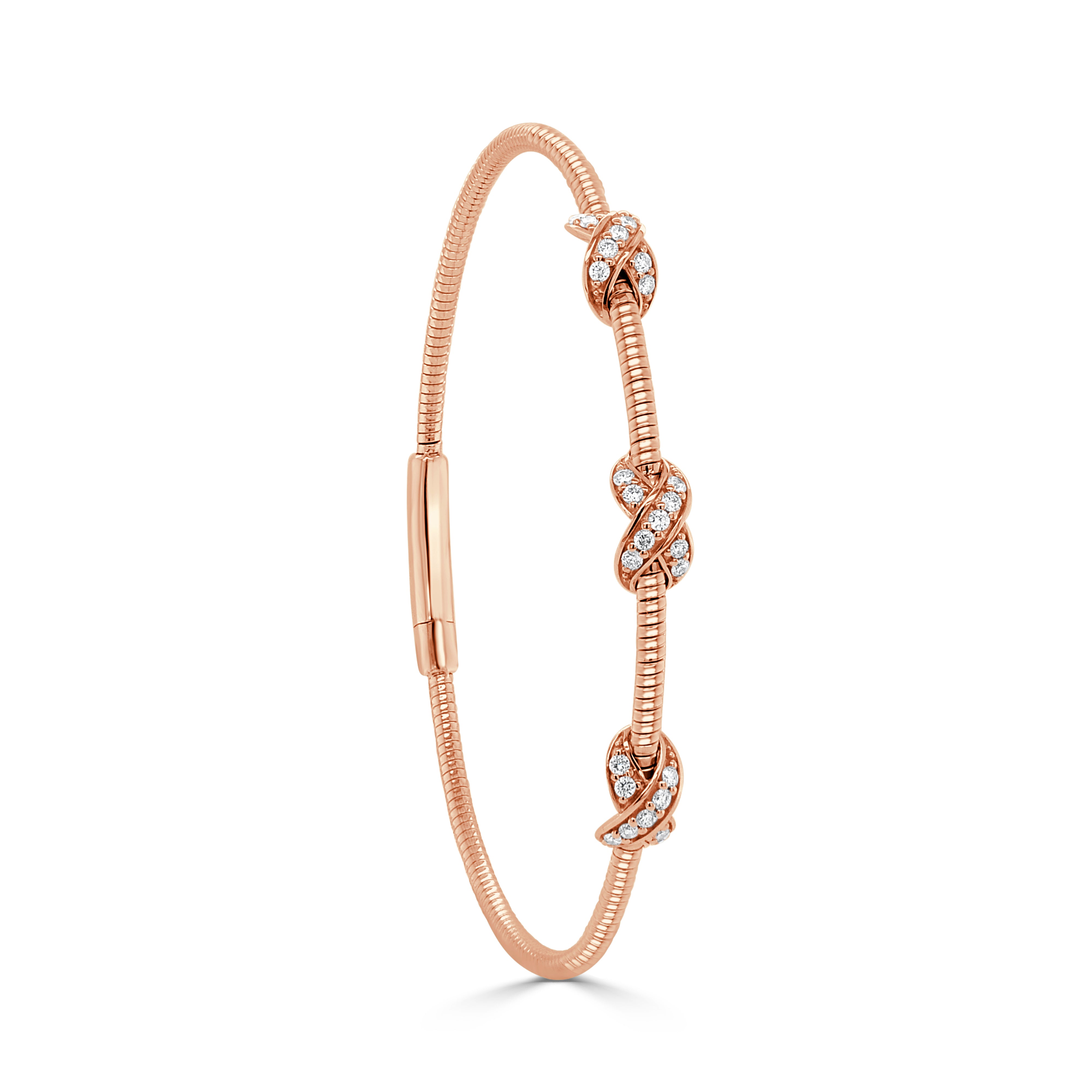 14K Gold Diamond Knot Station Bangle-0.33 CT