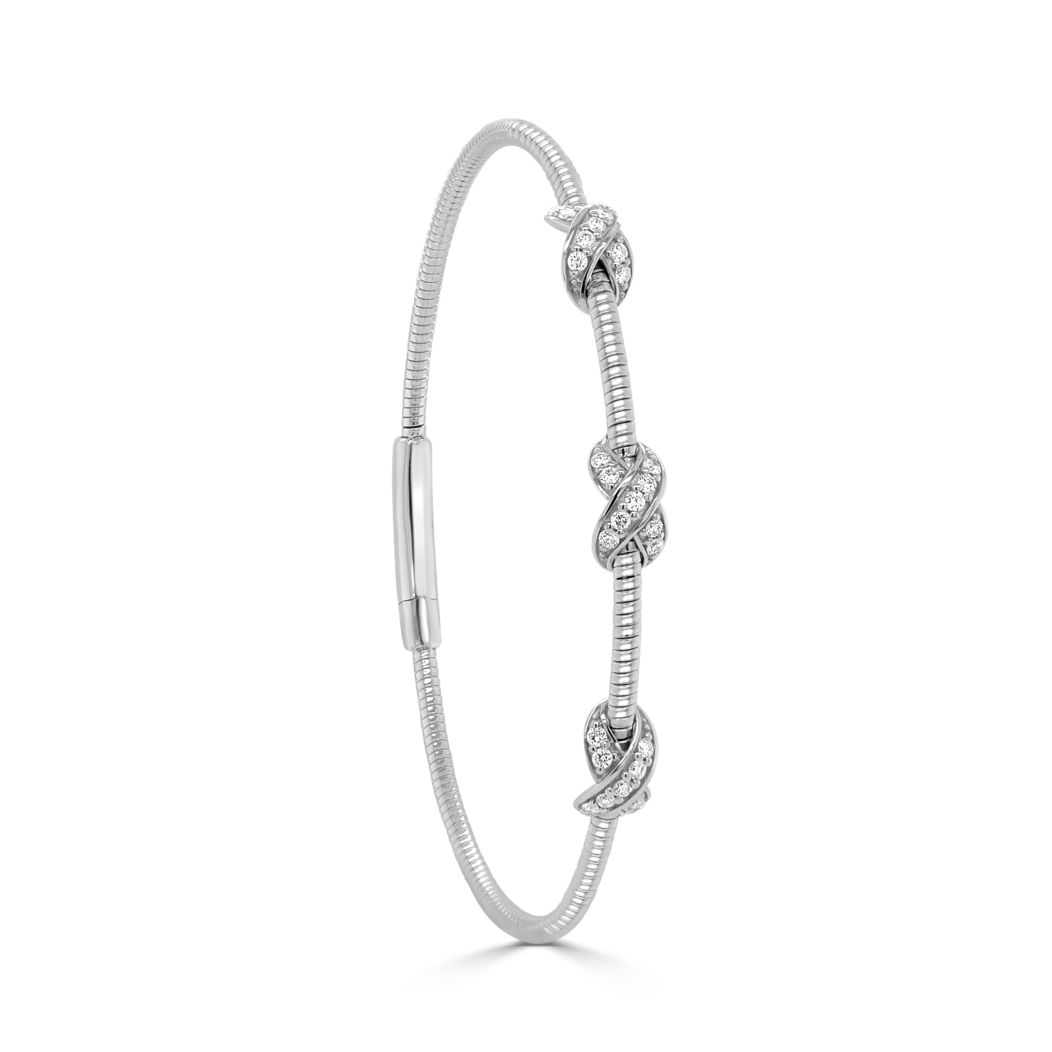 14K Gold Diamond Knot Station Bangle-0.33 CT