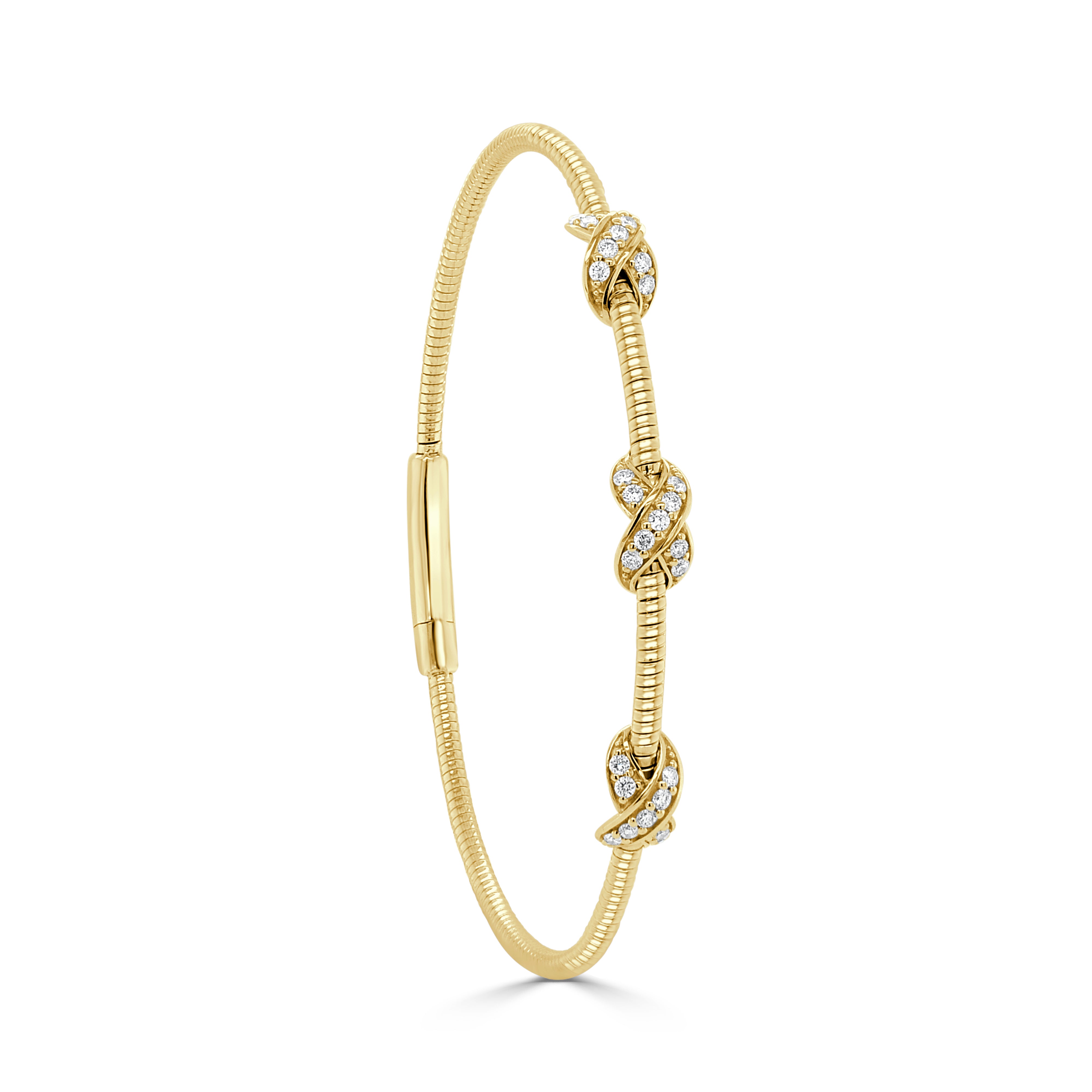 14K Gold Diamond Knot Station Bangle-0.33 CT