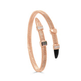 14K Gold Diamond and Cabochon Wrap Flexible Bangle- 0.12 CT