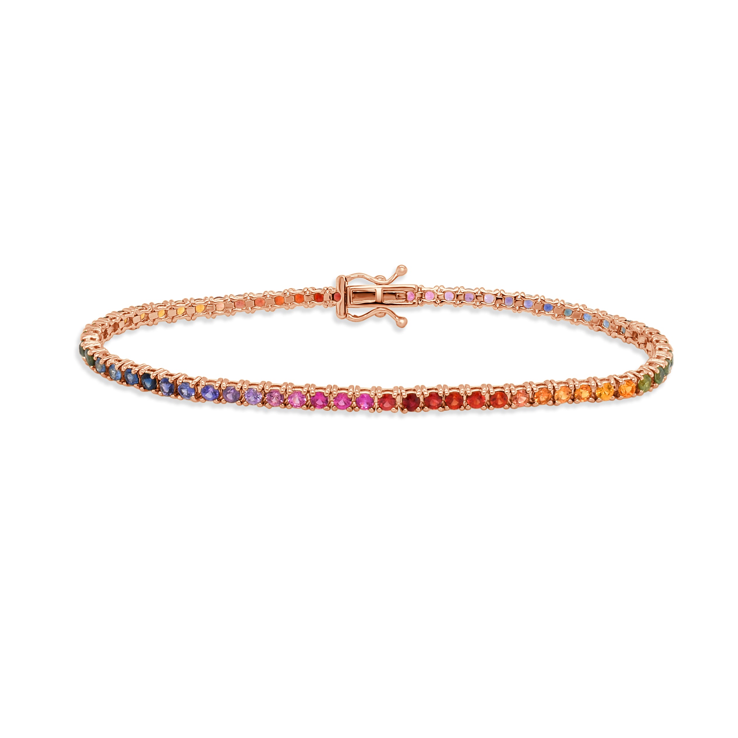 14K Gold Multi Color Sapphire Bracelet- 2.56 CT