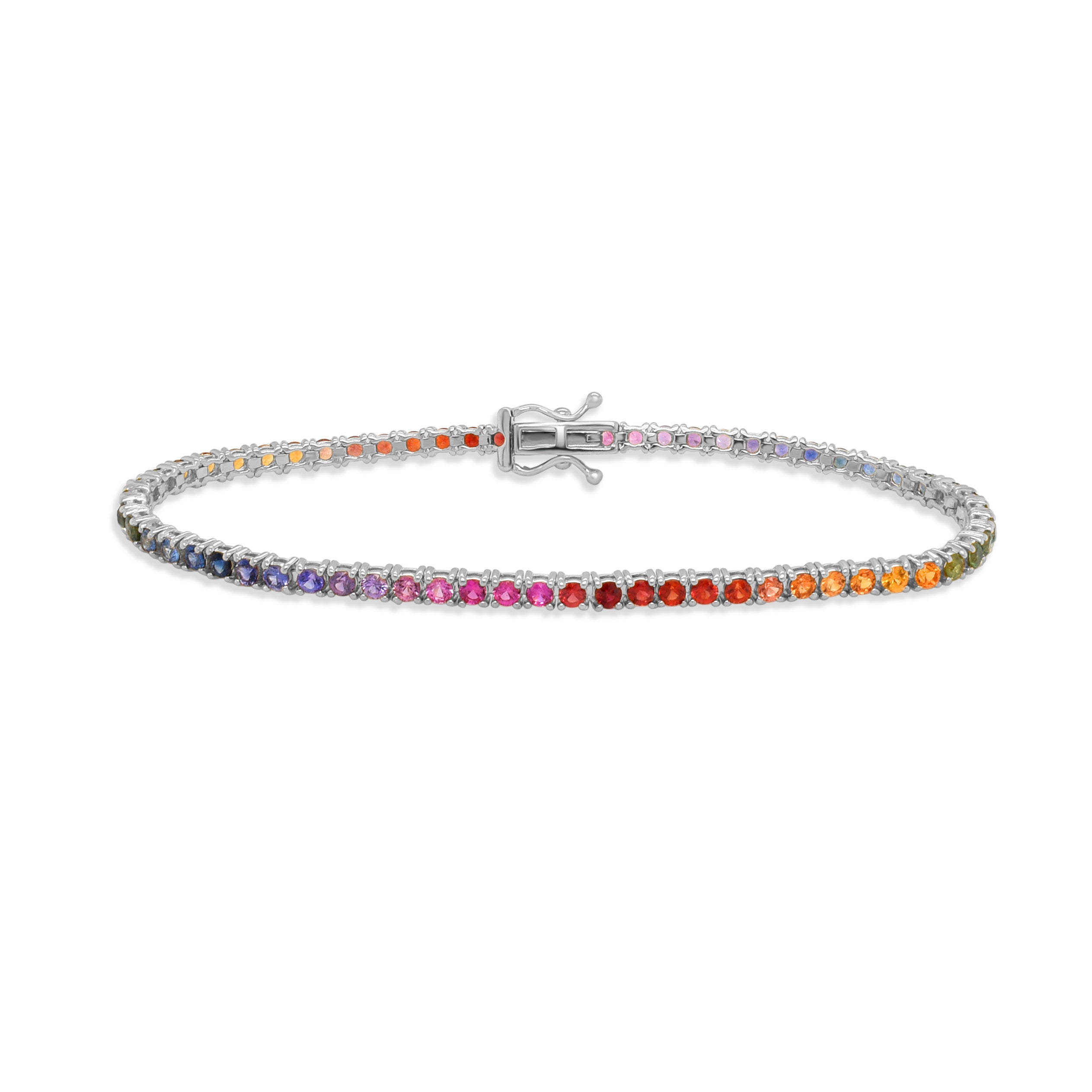 14K Gold Multi Color Sapphire Bracelet- 2.56 CT
