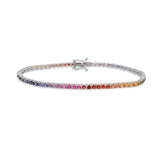 14K Gold Multi Color Sapphire Bracelet- 2.56 CT