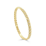 14K Gold Diamond Quilted Flexible Bangle - 0.54 CT