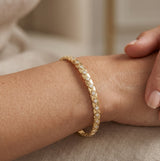 14K Gold Diamond Quilted Flexible Bangle - 0.54 CT