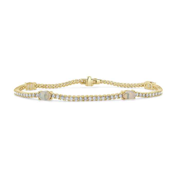 14K Gold Opal & Diamond Tennis Bracelet