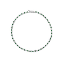 Load image into Gallery viewer, 14K Gold Emerald &amp; Diamond Alternating Tennis Bracelet