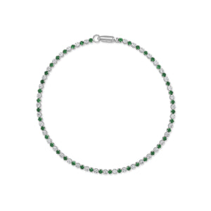 14K Gold Emerald & Diamond Alternating Tennis Bracelet