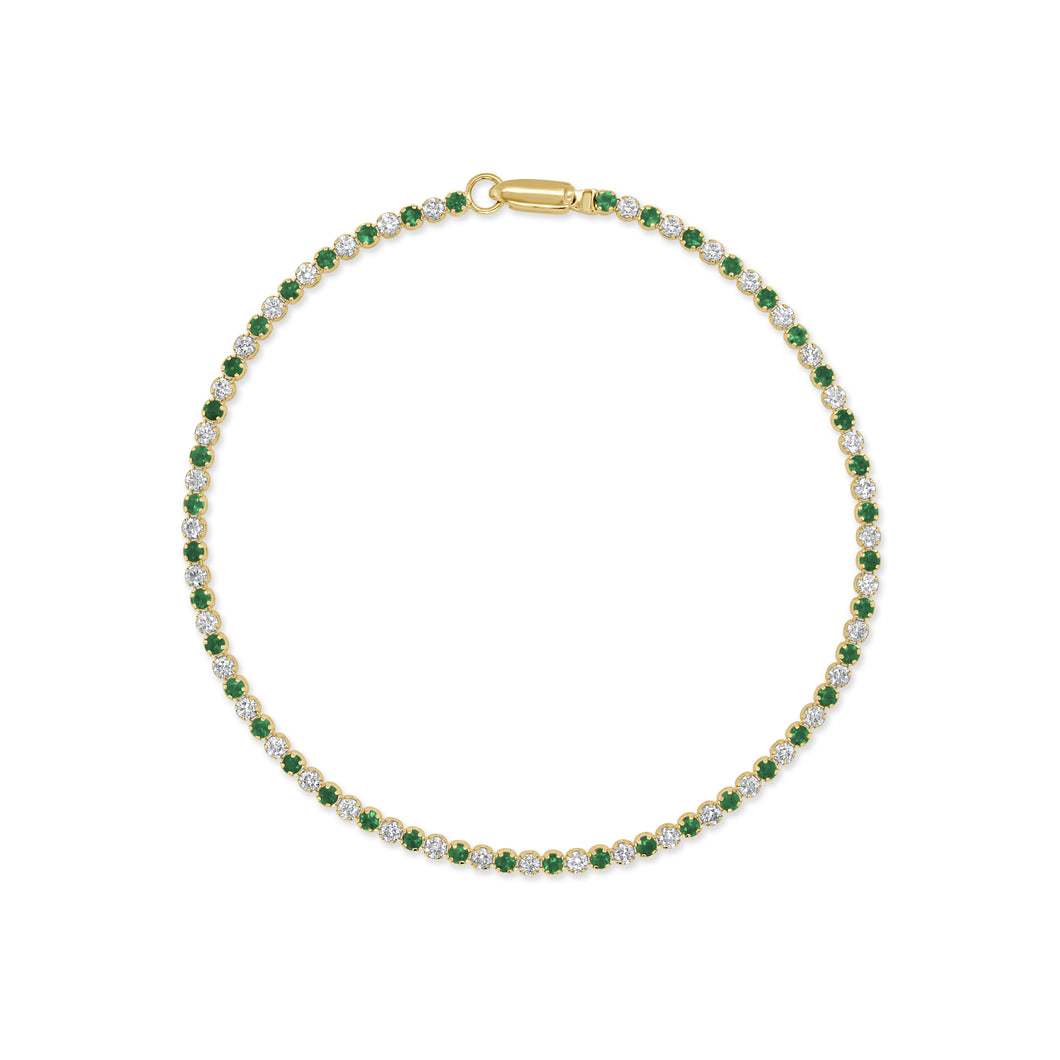 14K Gold Emerald & Diamond Alternating Tennis Bracelet
