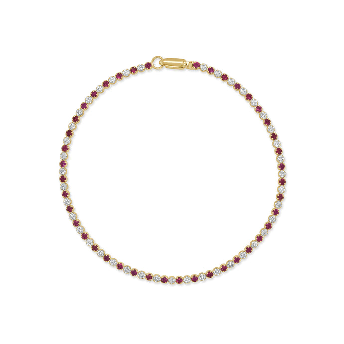 14K Gold Ruby & Diamond Alternating Tennis Bracelet