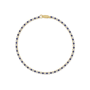 14K Gold Sapphire & Diamond Alternating Tennis Bracelet