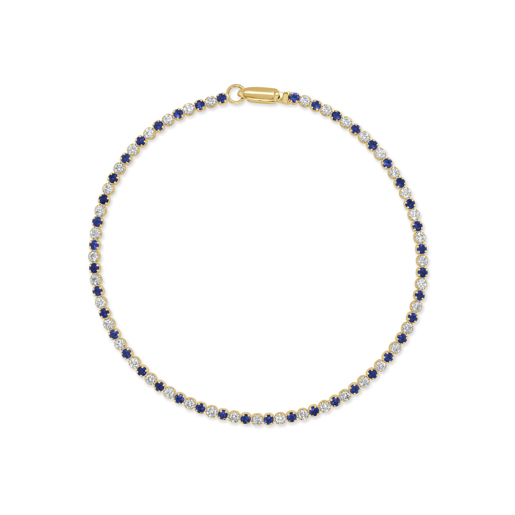 14K Gold Sapphire & Diamond Alternating Tennis Bracelet