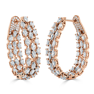 14k Gold & Fancy Shape Diamond Hoop Earrings