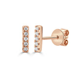 14K Gold & Diamond Tiny Bar Earrings - 0.07ct