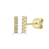 14K Gold & Diamond Tiny Bar Earrings - 0.07ct