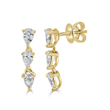 Load image into Gallery viewer, 14K Gold &amp; Pear-Shaped Diamond Drop Dangle Earrings