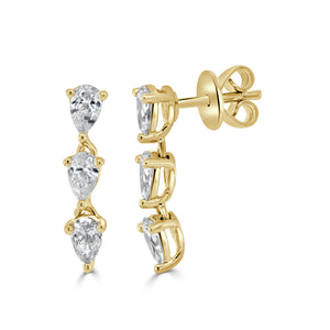 14K Gold & Pear-Shaped Diamond Drop Dangle Earrings