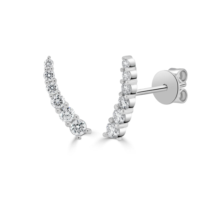 14K Gold & Diamond Small Ear Climber Earrings
