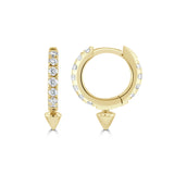 14K Gold & Diamond Pointed Huggie Earrings - 0.22ct