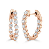14k Gold & Diamond 2-Prong Hoop Earrings - 1.44ct